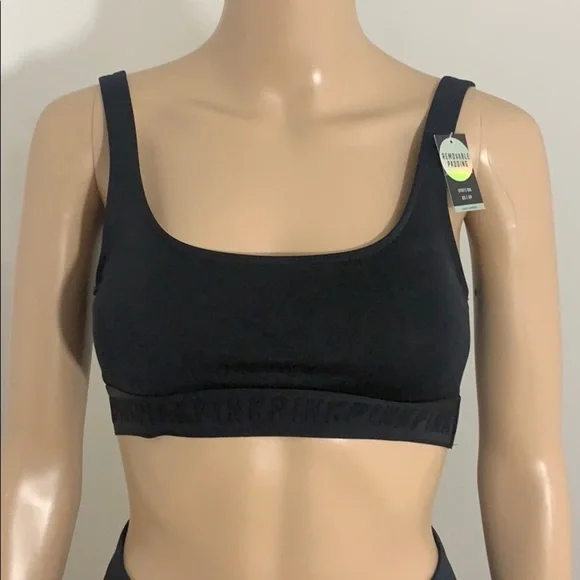 New Victoria’s Secret Pink Ultimate Sport Bra Black XS - Picture 1 of 12